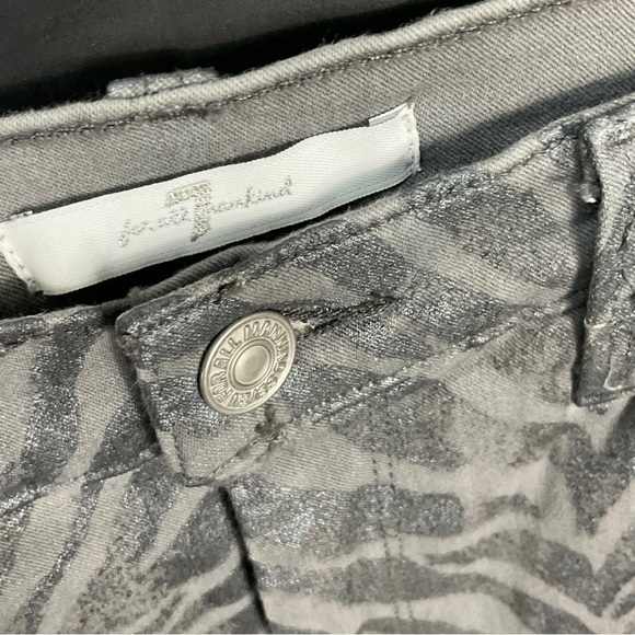 7 For All Mankind Women Gray Skinny Jean Stretch Animal Print High Rise - Picture 7 of 12